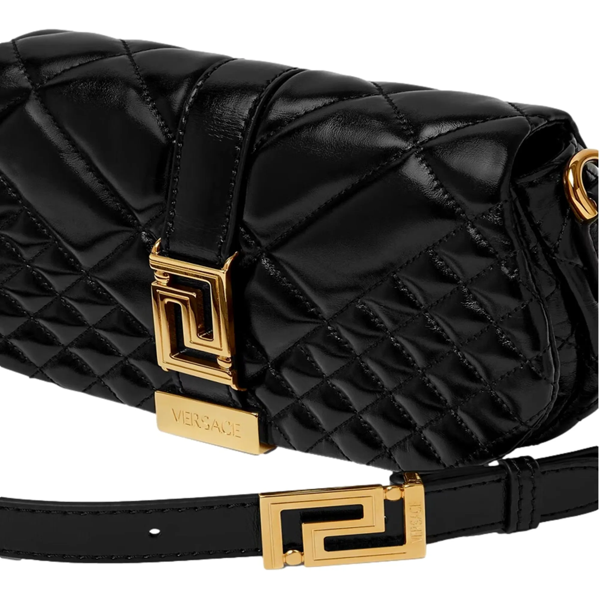 Versace Greca Goddess Black Quilted Leather Mini Bag