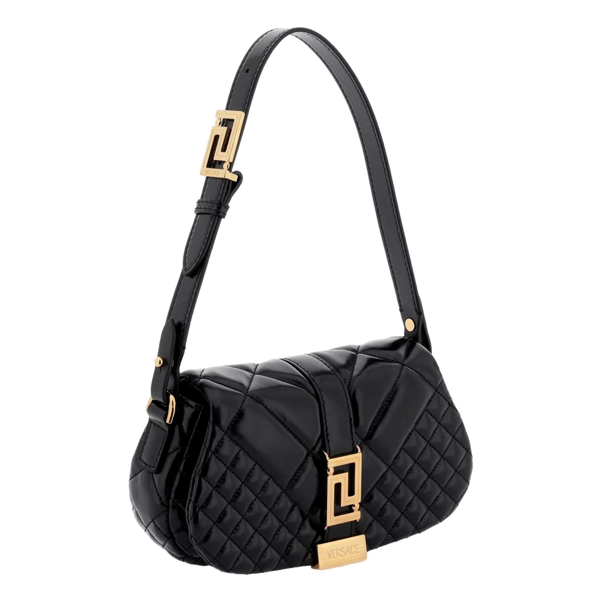 Versace Greca Goddess Black Quilted Leather Mini Bag