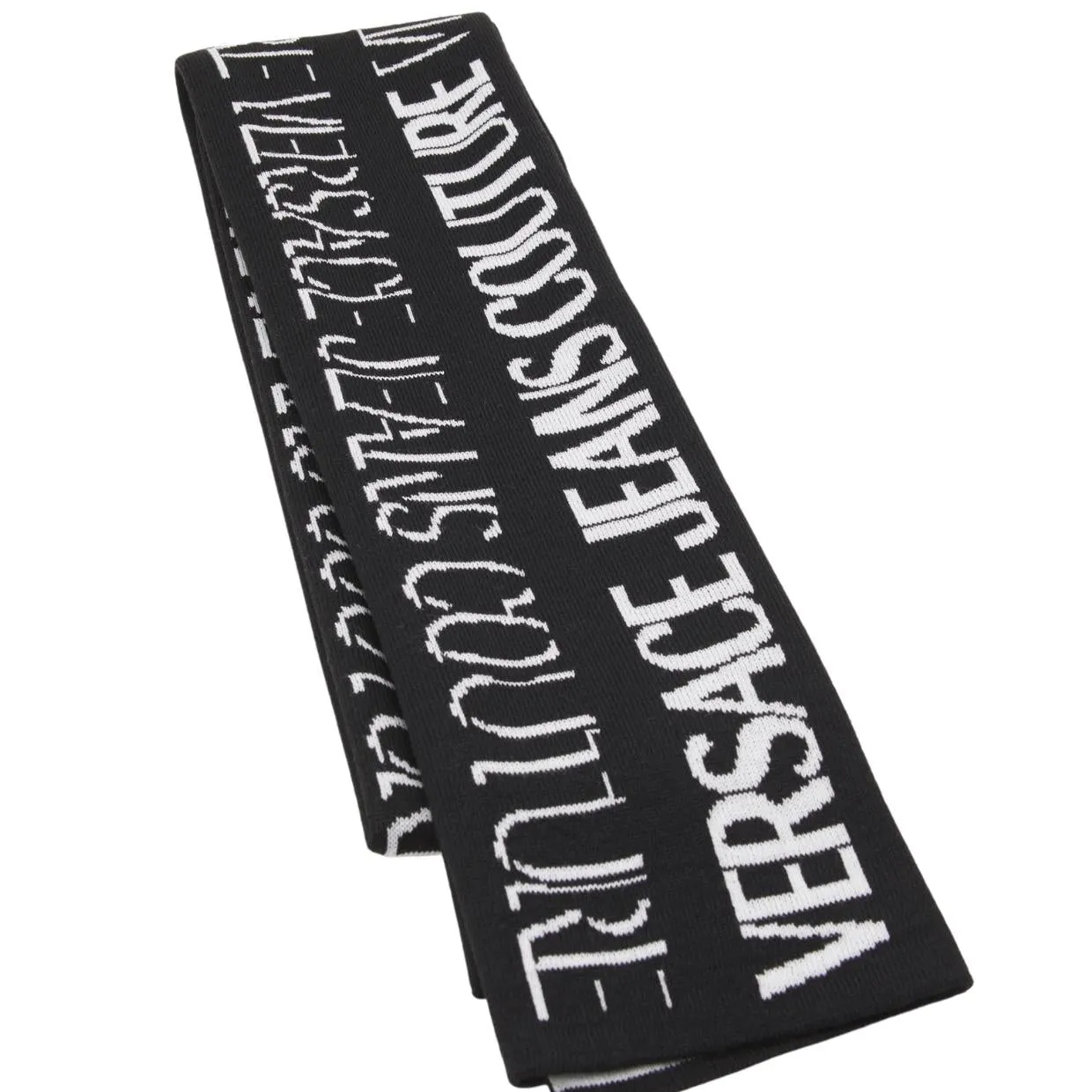 Versace Jeans Couture Black Embroidered All-Over Logo Scarf