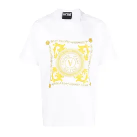 Versace Jeans Couture Chain-Link Emblem Logo White T-Shirt