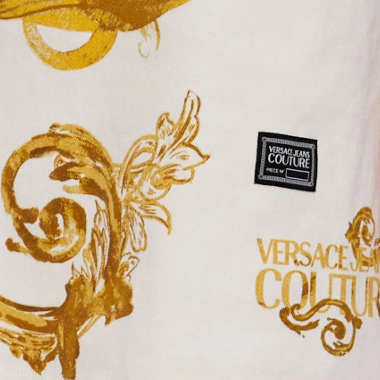 Versace Jeans Couture Watercolour Couture White/Gold Denim Dress