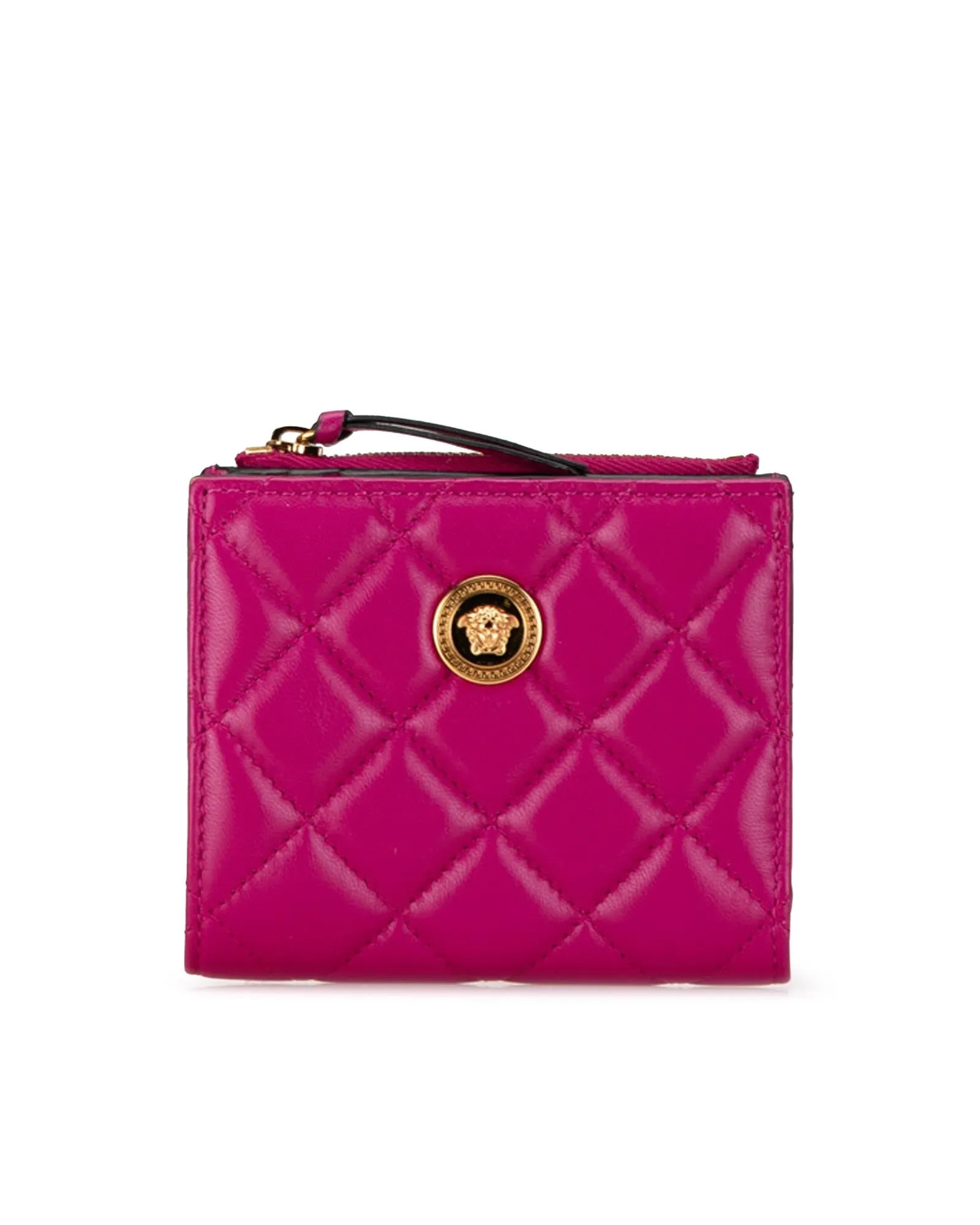 Versace La Greca Quilted Leather Wallet - Pink