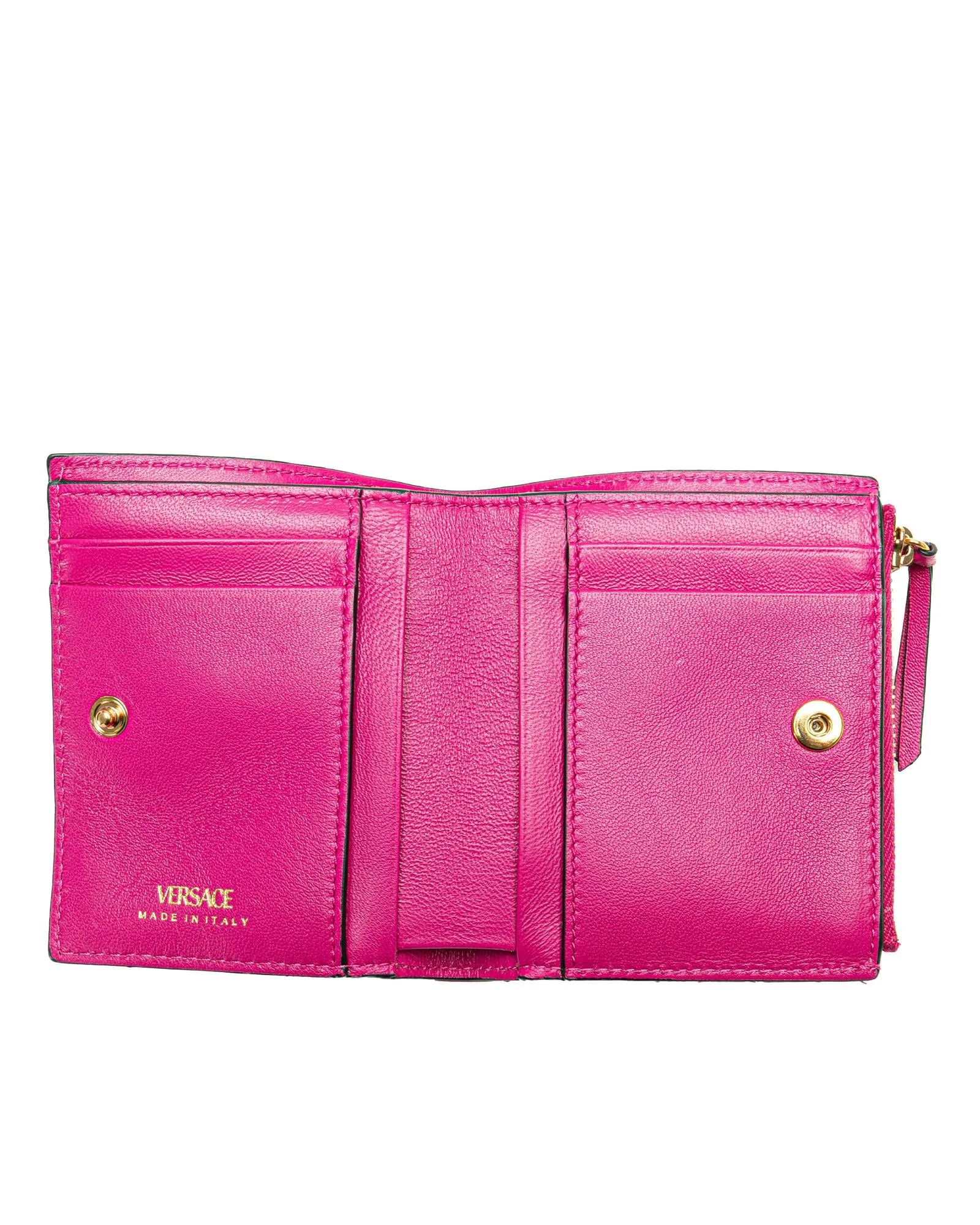 Versace La Greca Quilted Leather Wallet - Pink