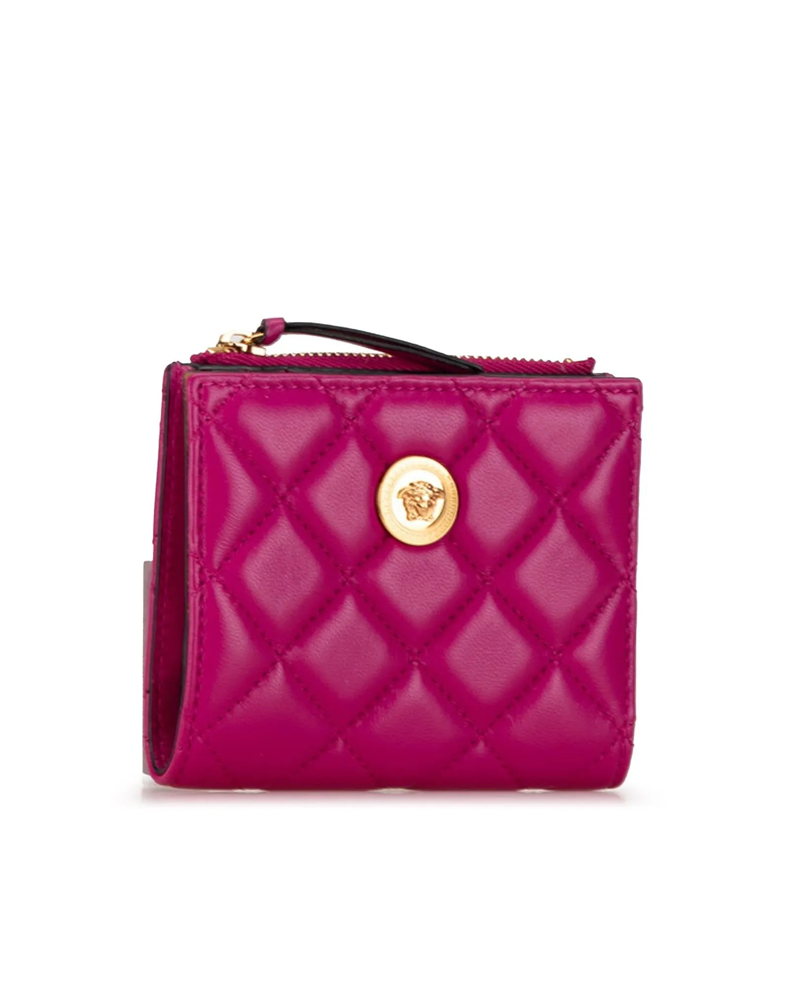 Versace La Greca Quilted Leather Wallet - Pink