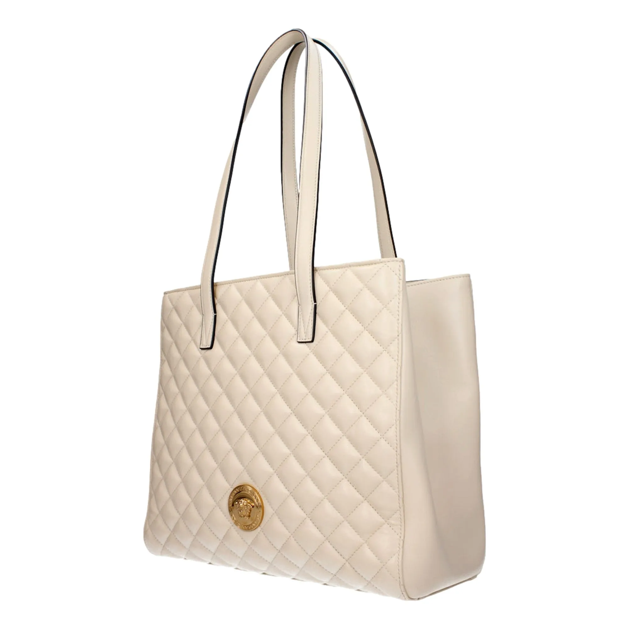 Versace La Medusa Ivory Quilted Leather Totebag