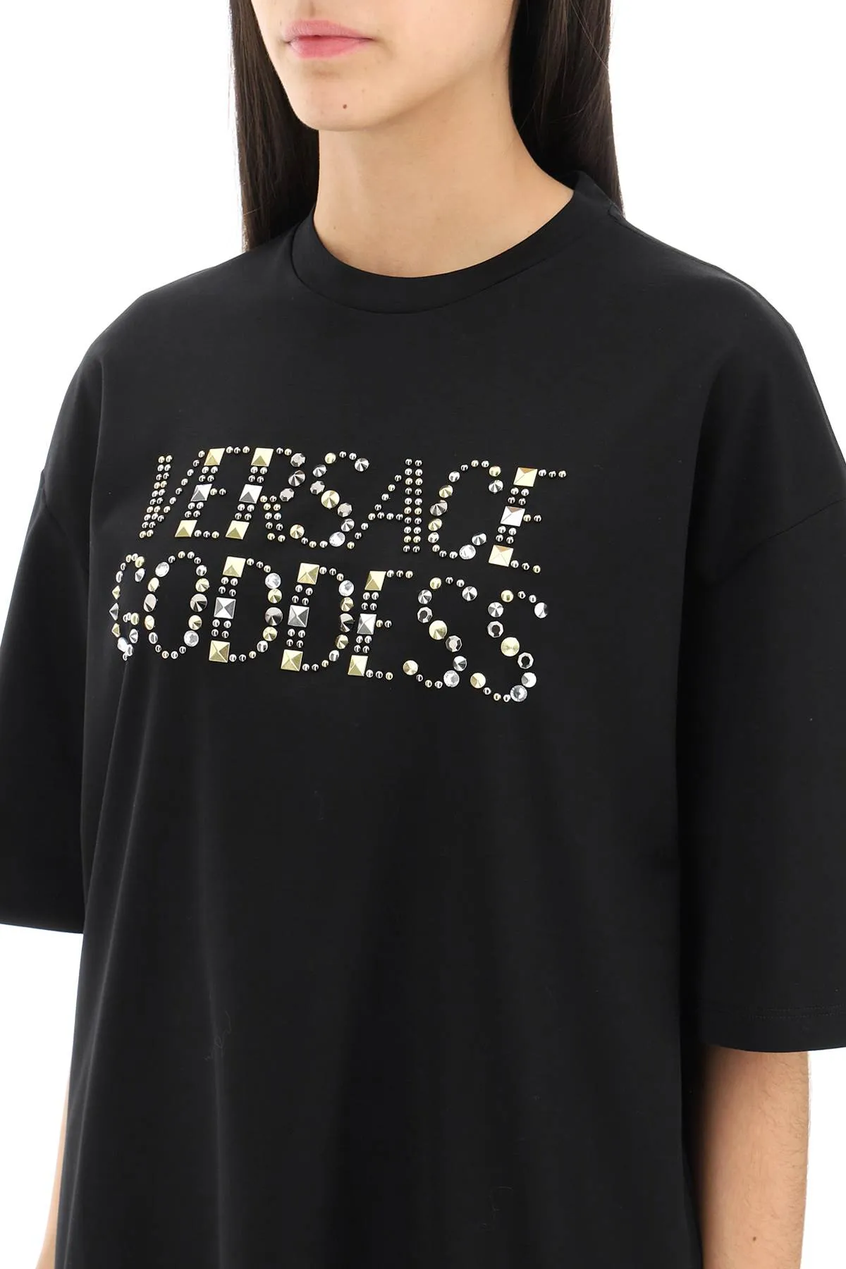 Versace versace goddess t-shirt with studs