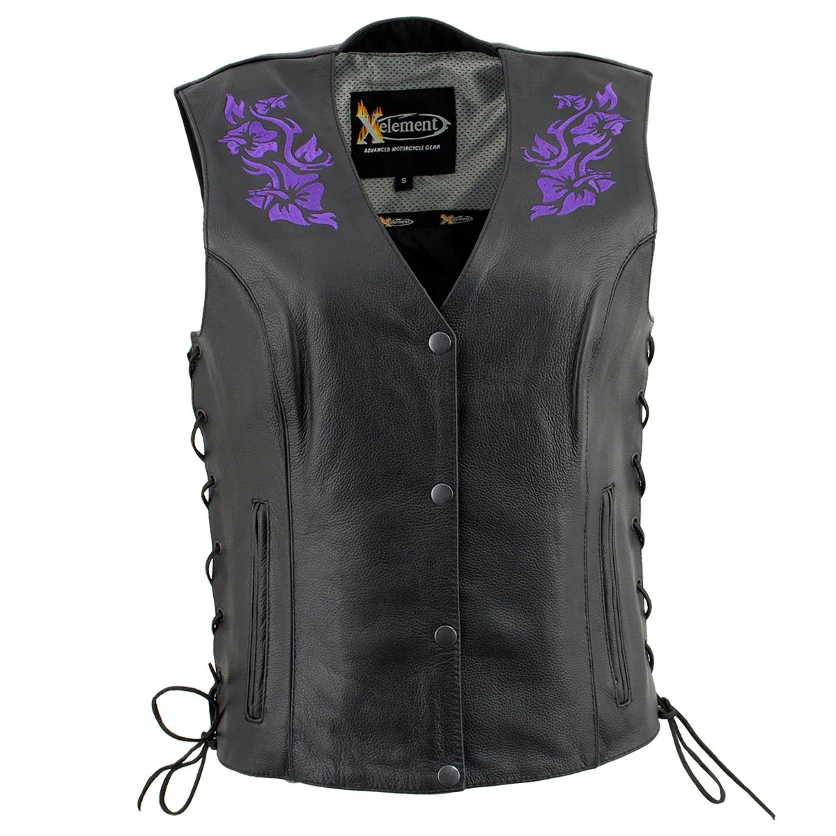 Xelement XS24005 Women's ‘Gemma’ Black and Purple Motorcycle Rider