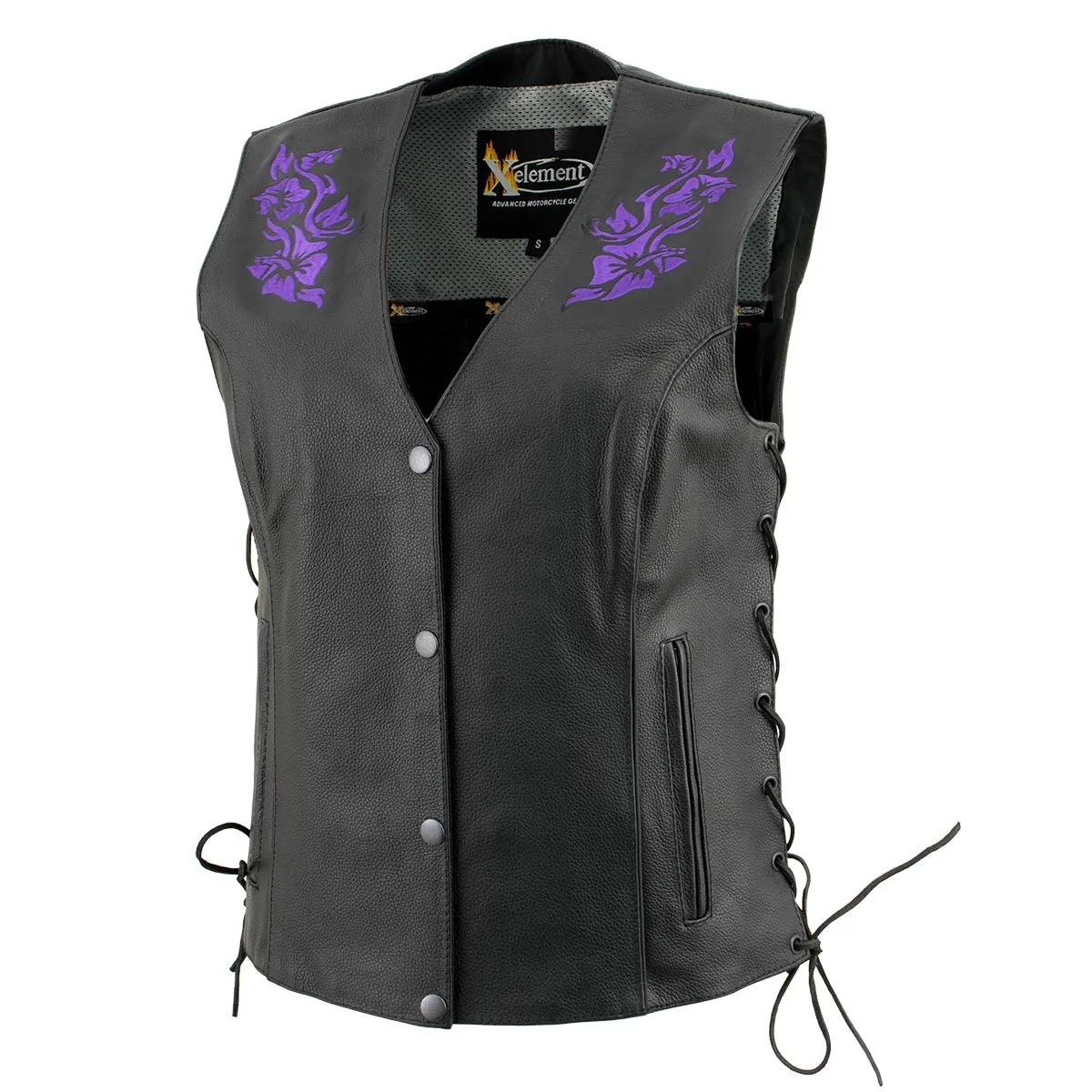 Xelement XS24005 Women's ‘Gemma’ Black and Purple Motorcycle Rider