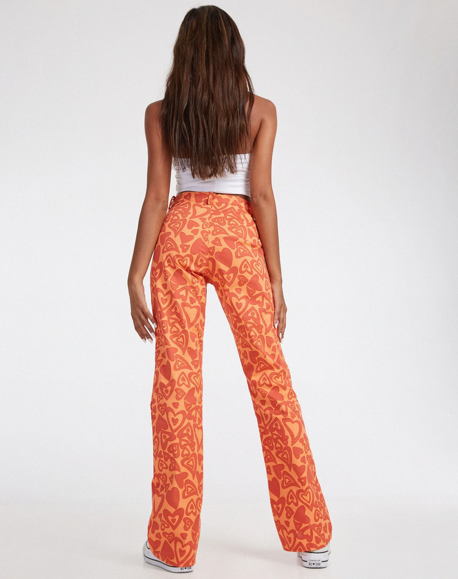 Zoven Flare Trouser in Retro Heart Orange