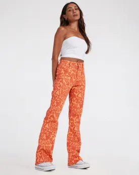 Zoven Flare Trouser in Retro Heart Orange